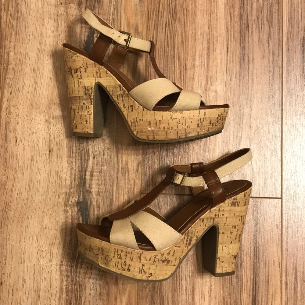 Cork Heel Platform Shoes